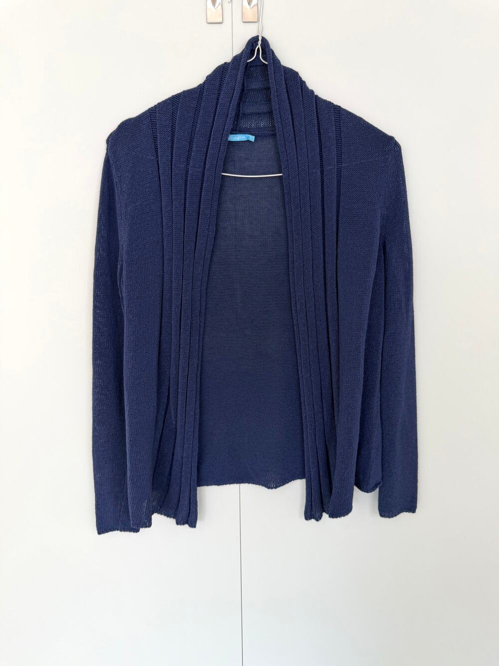 J.MCLAUGHLIN Women's Open Front Mesh Lightweight Cardigan in Navy Blue